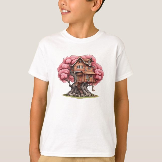 T-shirt Maison d'arbre en cerisier (Devant)