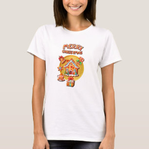 T-shirt Maison de bonbons en pain d'épices de Noël et Nouv