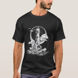 T-shirt Maison de bord de mer phare voile mer plage lumièr
