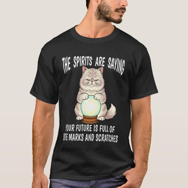 T-shirt Maison de chat de voyance avec marques de boule de (Devant)
