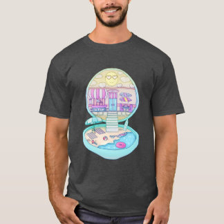 T-shirt Maison de diner de plage rétro poche cadeau rétro