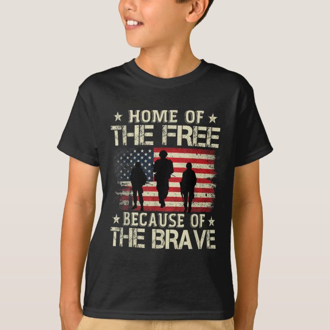 T-shirt Maison De La Liberté À Cause Du Brave Drapeau Usa (Devant)