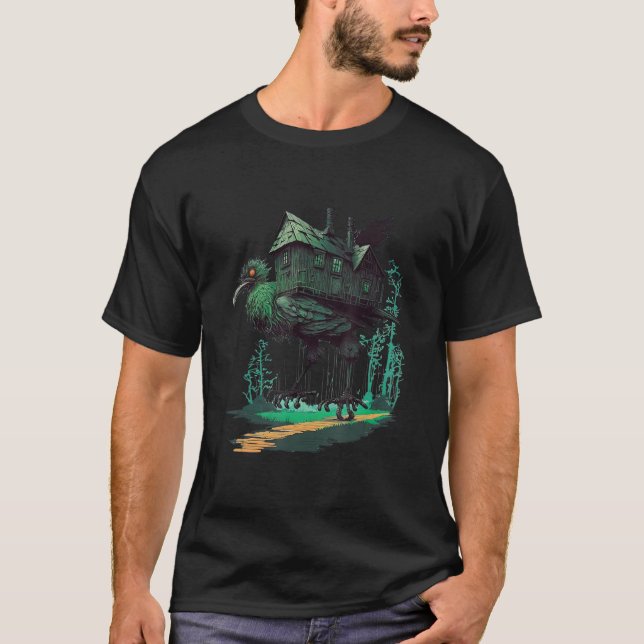 T-shirt Maison de marche sur les jambes de poulet folklore (Devant)