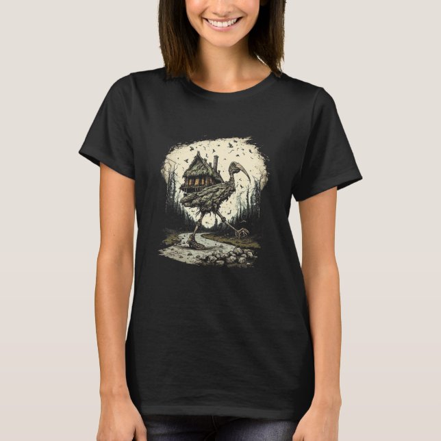 T-shirt Maison de marche sur les jambes de poulet folklore (Devant)