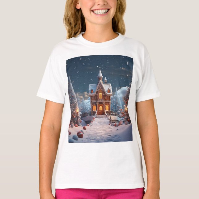 T-shirt Maison de pain d'épices Noël (Devant)