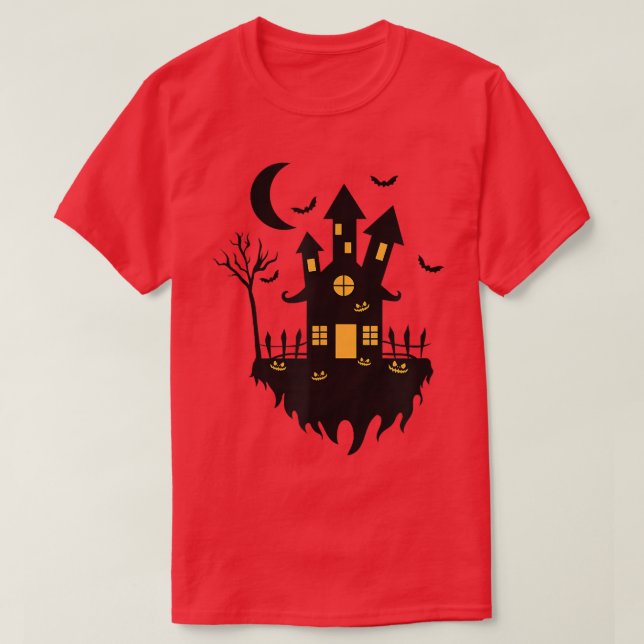 T-shirt Maison de sorcière d'Halloween à la nuit  (Design devant)