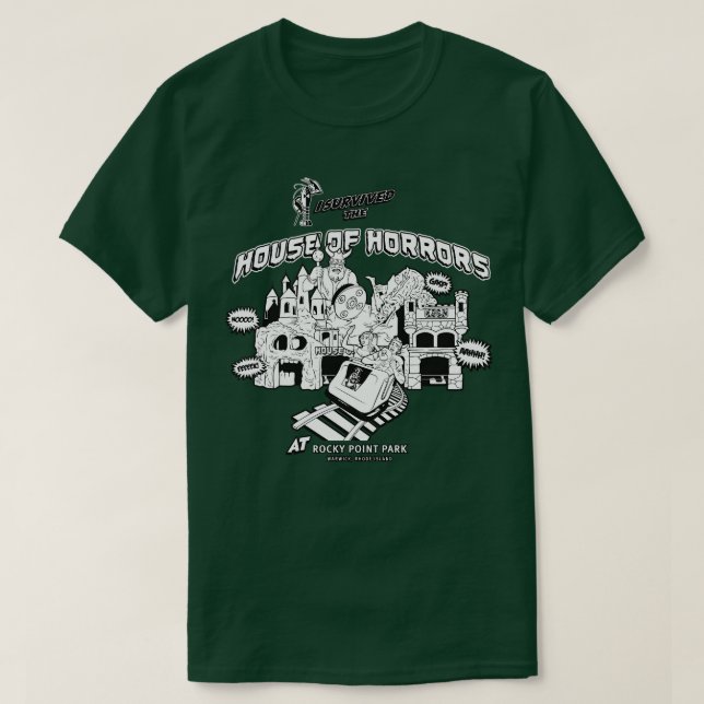 T-shirt Maison des horreurs Rocky Point Warwick RI BW (Design devant)