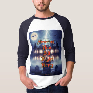 T-shirt Maison d'Halloween avec Frankie, bleu foncé