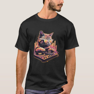 T-shirt Maison DJ Cat Rainbow DJ Cat Kitty sur Tourne-disq
