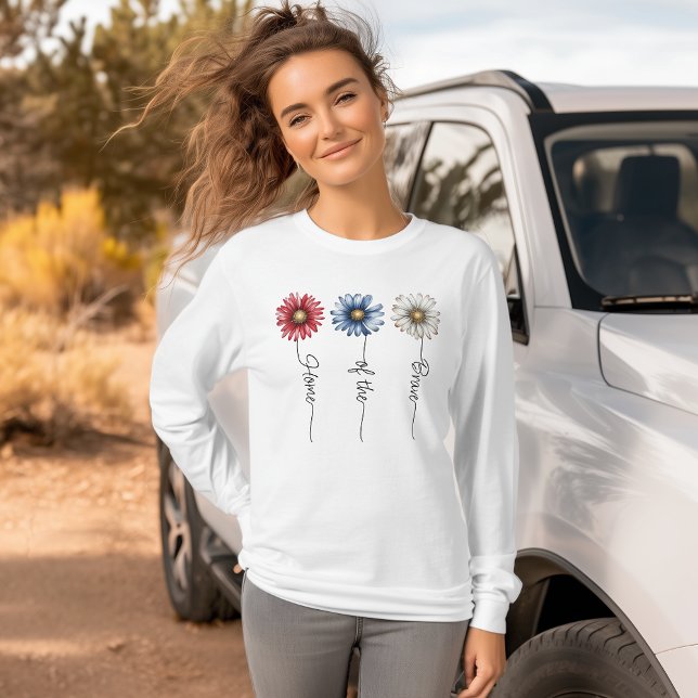 T-shirt Maison du courageux patriotique floral (Créateur téléchargé)