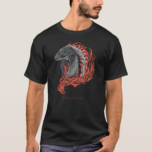 T-shirt Maison Du Dragon Illustré Dragon Avec Feu (Devant)
