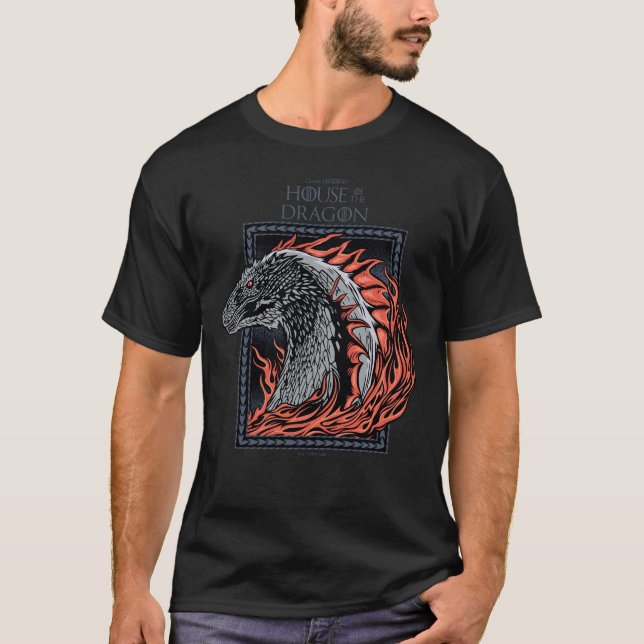 T-shirt MAISON DU DRAGON | Profil de dragon en flammes (Devant)