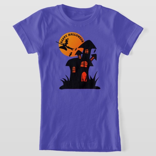 T-Shirt Maison éffrayante d'Halloween et sorcières (Poser)