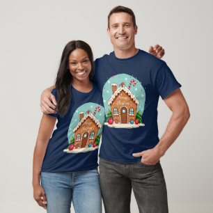 T-shirt Maison en pain d'épices de Whimsical scène de Noël