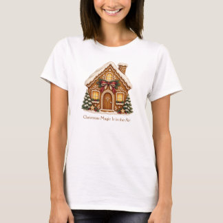 T-shirt Maison en pain d'épices nostalgique avec un nœud r