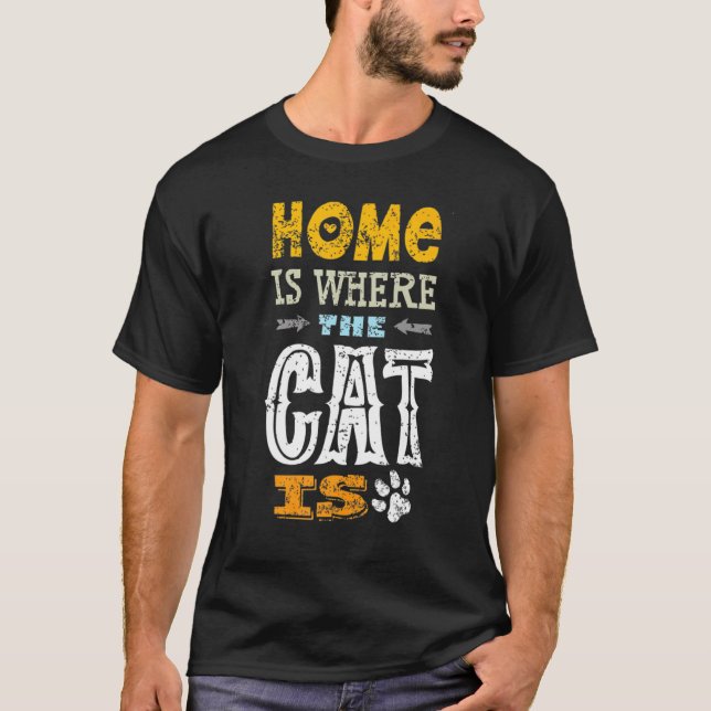 T-shirt Maison-Est Où-Est Le-Chat Est Drôle Kitty (Devant)