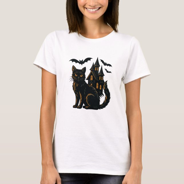 T-shirt Maison et chat hantés (Devant)