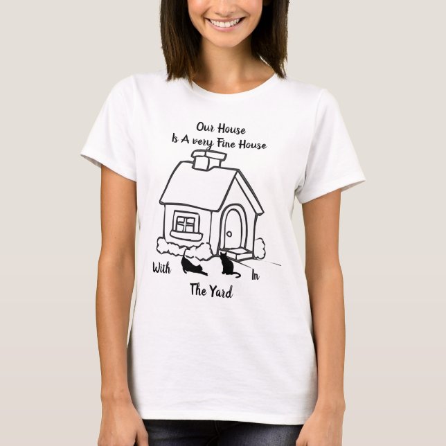T-shirt Maison Et Chats Noir Et Blanc (Devant)
