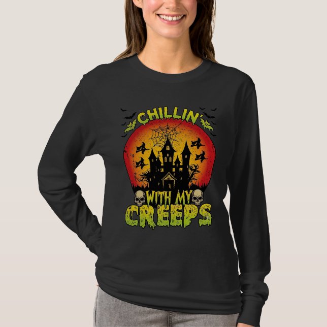 T-shirt Maison hantée de Chillin Creeps Halloween Sorcière (Devant)