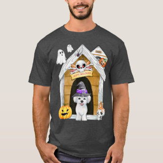 T-shirt maison hantée de sorcière de chien maltais