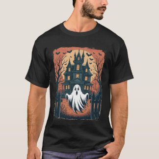 T-shirt Maison hantée fantôme vintage Salle gothique chauv