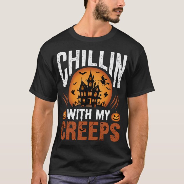 T-shirt Maison Hantée Halloween Chillin Avec Mes Creeps De (Devant)