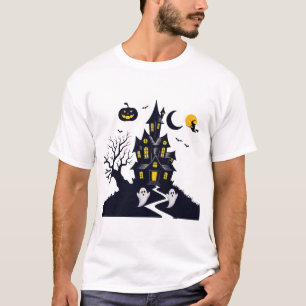 T-shirt Maison Hantée Halloween Fantômes & Pleine Lune Épo