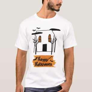 T-shirt Maison hantée Halloween mignon Doodle