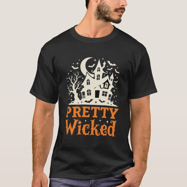 T-shirt Maison hantée Halloween Pretty Wicked_1 (Devant)