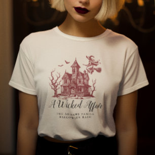 T-shirt Maison Hantée Sorcière Chauves-souris Vintage Hall