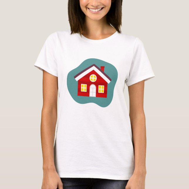 T-shirt Maison rouge mignonne (Devant)