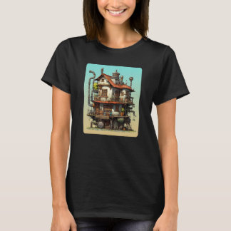 T-shirt Maison Steampunk Futuriste Manoir Mécanique Sci 
