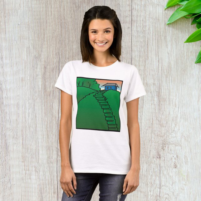 T-shirt Maison sur une colline verte (Créateur téléchargé)