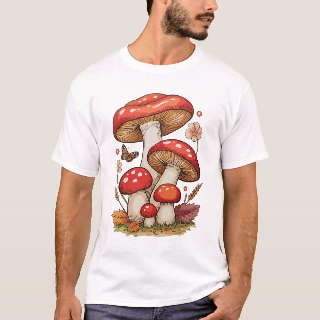T-shirt Maisonnette Champignons Sublimation Goblincore (Devant)