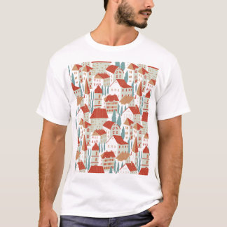 T-shirt Maisons De Ville : Illustration Sans Faille