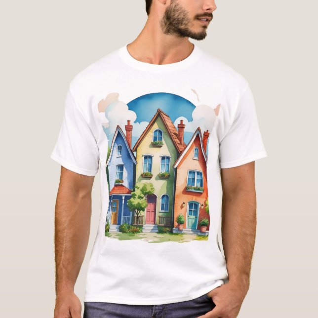 T-shirt maisons mignonnes (Devant)