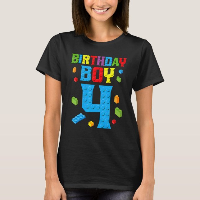T-shirt Maître Builder 4th Birthday Boy 4 Four Year Buildi (Devant)