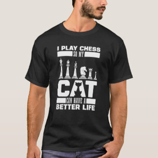 T-shirt Maître Chat d'Échecs Échiquier Échecs
