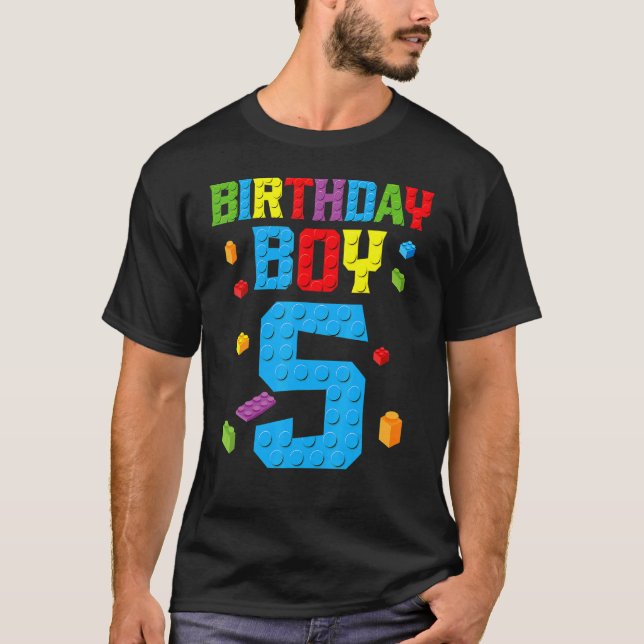 T-shirt Maître Constructeur 5e anniversaire Garçon 5 Bâtim (Devant)
