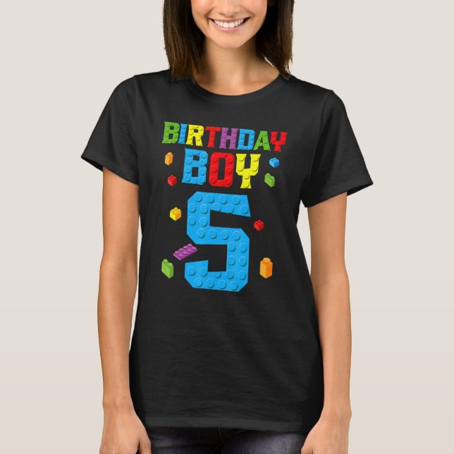 T-shirt Maître Constructeur 5e anniversaire Garçon 5 Bâtim (Devant)