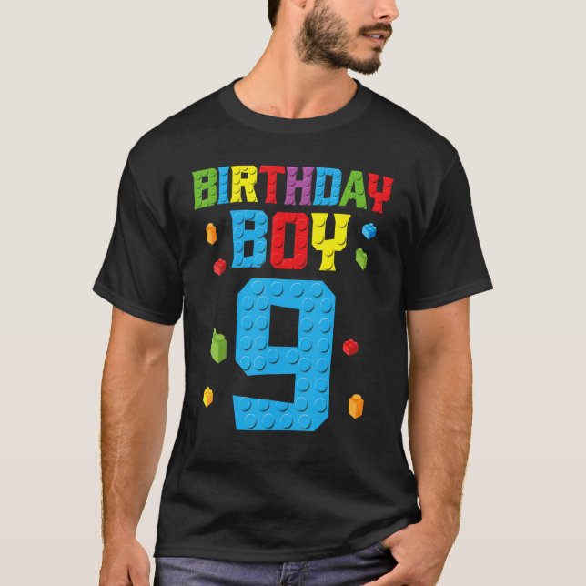 T-shirt Maître Constructeur 9e anniversaire Garçon Neuf 9  (Devant)