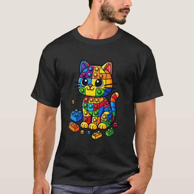 T-shirt Maître Constructeur Amateur de Chat Briques Enfant (Devant)