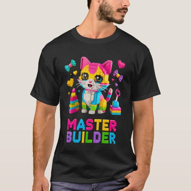 T-shirt Maître Constructeur Amateur de Chat Construisant d (Devant)
