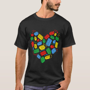 T-shirt Maître Constructeur Bloc Brique Bâtiment Cœur Vale