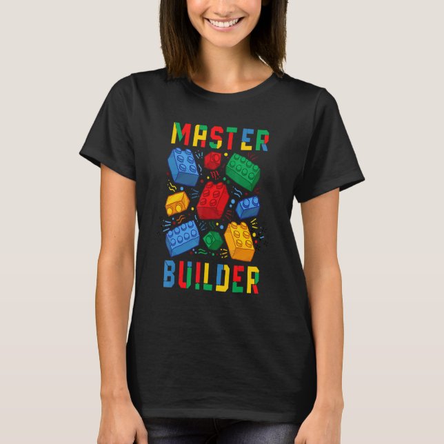 T-shirt Maître Constructeur Brique Constructeur Blocs (Devant)