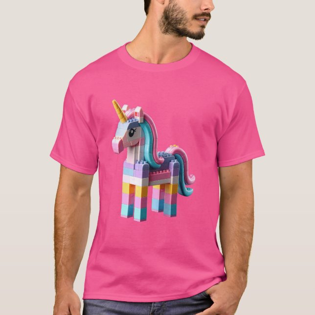 T-shirt Maître Constructeur Briques Blocs Jouets Licorne (Devant)
