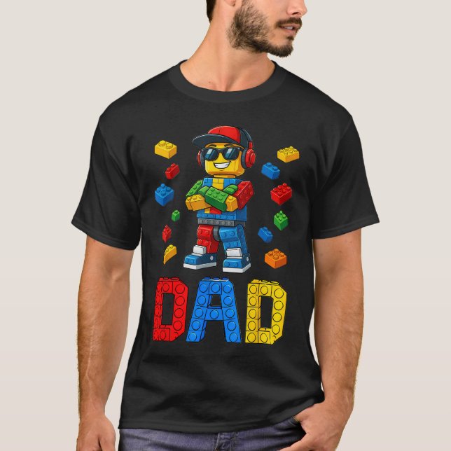 T-shirt Maître constructeur papa de famille Briques Blocs  (Devant)