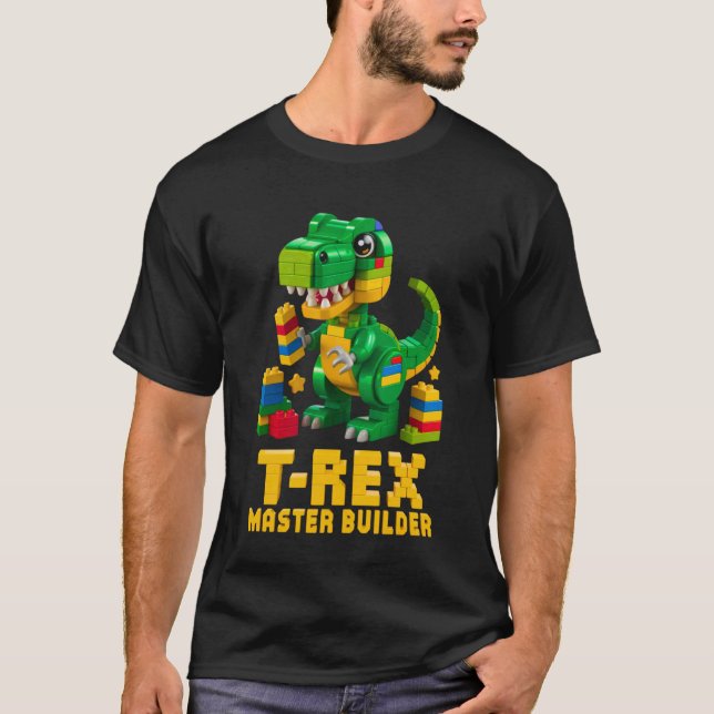 T-shirt Maître Constructeur T-REX Dinosaure Briques de Con (Devant)