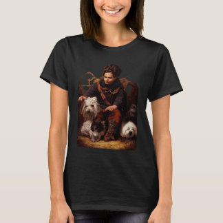 T-shirt Maître de bête Halfelin assis avec ses chiens se d