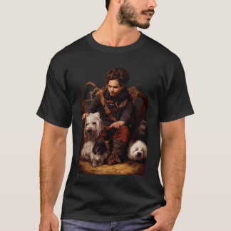 T-shirt Maître de bête Halfelin assis avec ses chiens se d